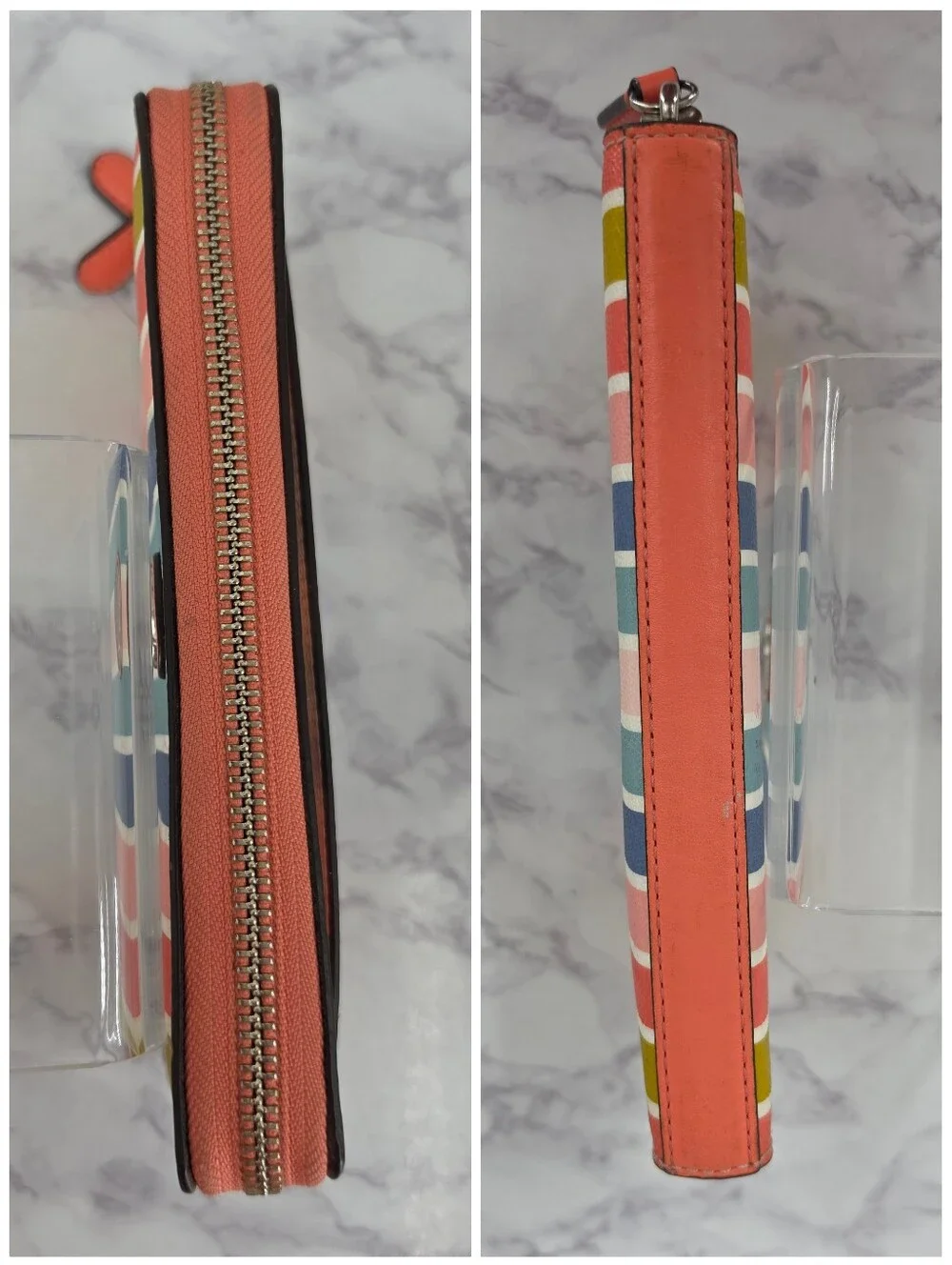 Coach Peyton Pastel Rainbow Stripe Accordion Zip Zippy Long Wallet SEE NOTES Y2K